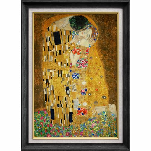 MUDECOR Premium Framed Wall Art Golden Embrace Iconic Romantic Illustrations