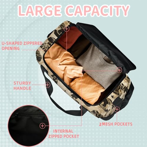 African Lady Coconut Silhouette Vintage Travel Duffle Bag - Waterproof weekend luggage bag, men's sports and fitness bag, delivery hospital storage bag, overnight luggage bag with pull rod cover4