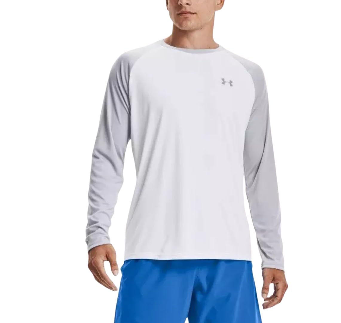 Under Armour Men's Velocity Long Sleeve T Shirt, White, XXL