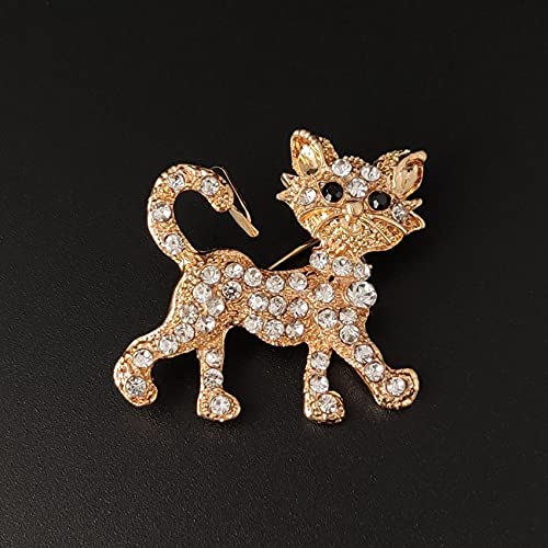 Image of Lovely Crystal Cat Brooch Pin - Sparkling Rhinestone Kitty Brooch Pin for Pet Lovers - Pet Memorial Jewelry
