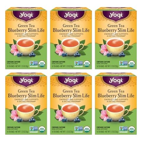 Yogi Tea - Green Tea Blueberry Slim Life (6 Pack) - Contains Caffeine - 96 Organic Tea Bags Cover