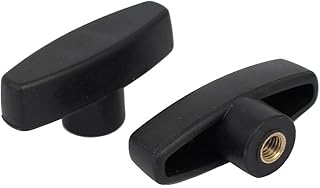 Aexit M8 Female Knobs & Hand Wheels Thread Rotating Adjustable T Clamping Handle Screw Knobs Star Knobs Black 2pcs