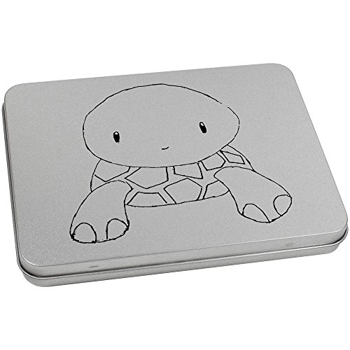 Azeeda 170mm 'Cute Tortoise' Metal Hinged Tin/Storage Box (TT00040435)