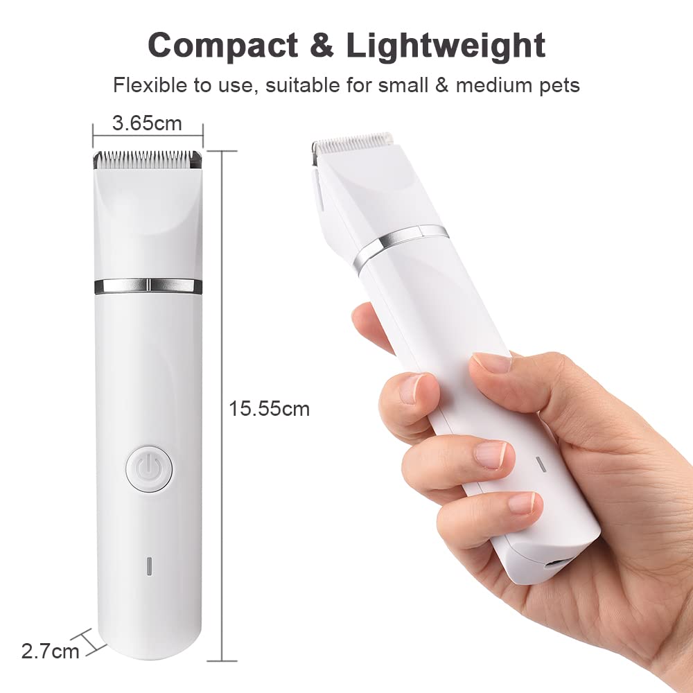 4-in-1 Multi-functional Electric Dog Clippers for Grooming Cordless Dog Shaver Clippers Trimmers Low Noise Pet Grooming Tools Built-in Battery (Weiß)