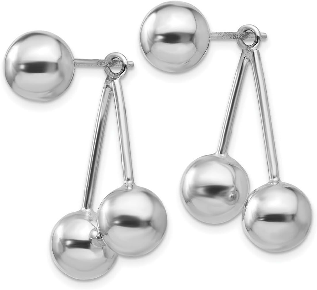 925 Sterling Silver Dangle Polished Ball Post Earrings 28x24mm Wide Ball Earring for Women