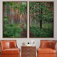 2 Piece Framed Canvas Wall Art Rustic Woods Canvas Prints Home Artwork Decoration for Living Room,Bedroom - 16