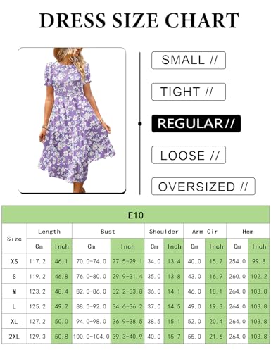 Image of YESNO Women's Summer Causal Puff Short Sleeve Smocked Dress Elastic Waist Tiered Midi Dress with Pockets EP2