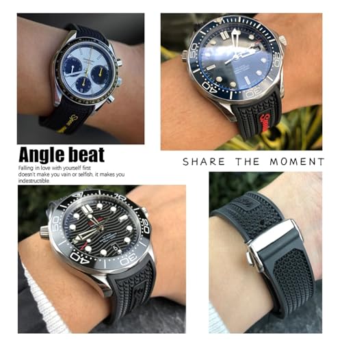 Bracelet de montre Omega 326 sport noir en silicone idéal pour le running et le quotidien 21mm - 5