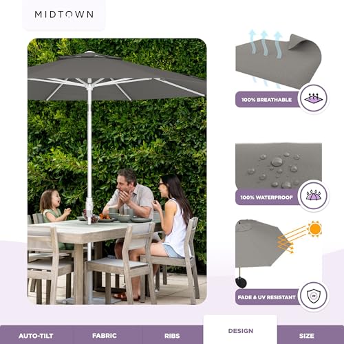 Image of Midtown Umbrellas Swilt - 8 Ft Patio Umbrella, Charcoal Canopy