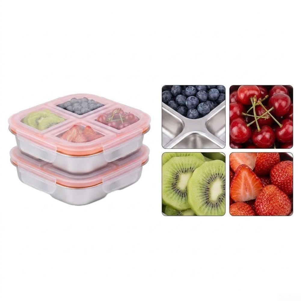 Contenedores Comida para acero 4 Secciones 21cm Anti Fugas Contenedores