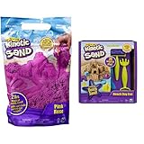 Kinetic Sand Original Moldable Sensory Play Sand 6047185 2lb Pink & Beach Day Fun Kit with Castle...