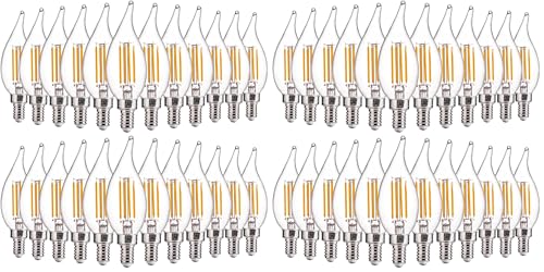 Image of FLSNT Dimmable LED Candelabra Bulbs 40W Equivalent, 450LM,E12 Base LED Chandelier Light Bulbs, 2700K Soft White, 48 Pack UL,CA65 Listed.
