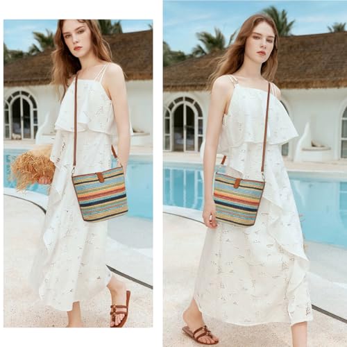 ALARION Straw Crossbody Bags for Women Summer Woven Beach Bag Raffia Shoulder Bag Leather Straps Straw Clutch Purse Vacation3