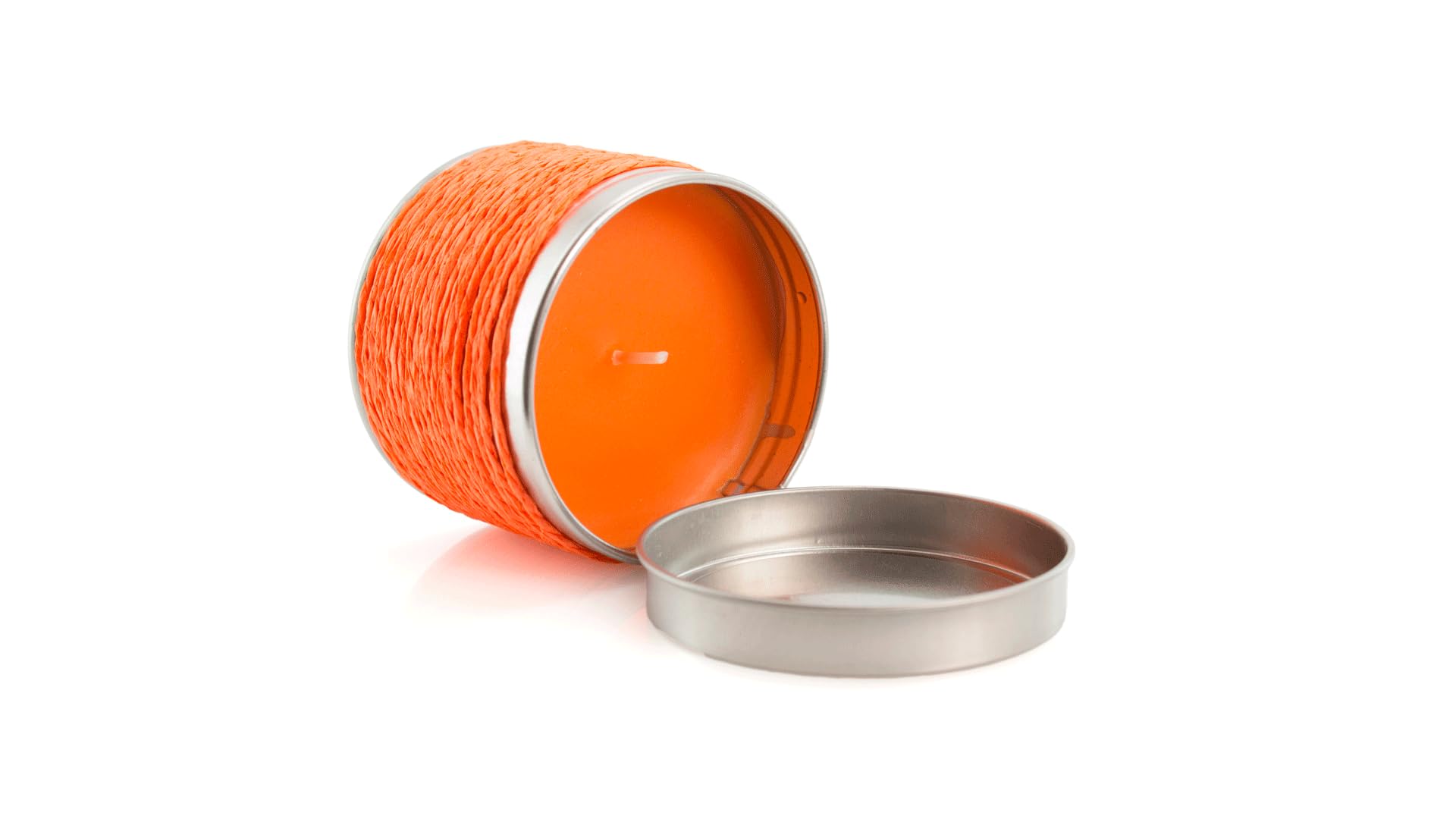 Packung mit 12 Duftkerzen in Metalldose, dekoriert mit farbigem Garn, Duft nach Vanille, Orange oder Schokolade, originelles Detail für Hochzeiten, Kommunionen und Taufen, Maße: 6,4 cm, Ø x 5 cm.
