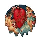 Round Table Cloths - Free Victorian Valentines Cherubs Washable Dining Decorative for Holiday Home...