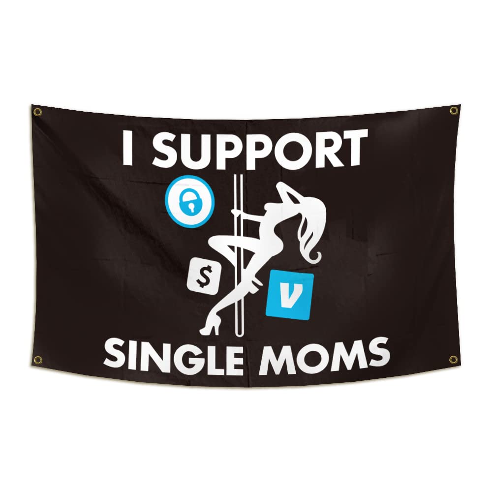 DESFLOPYI Support Single Moms Flag Banner 3x5Ft Banner For College Dorm Room Man Cave Frat Wall Outdoor Dec Multicolor