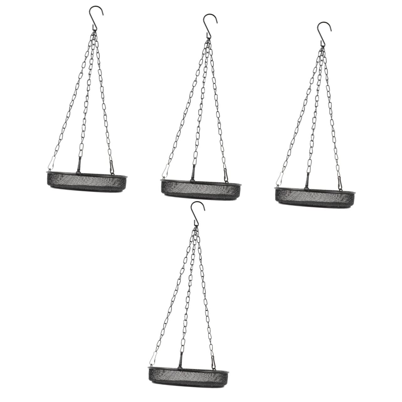 4 comederos para pájaros, Bandeja de Metal Colgante, comederos de Plataforma de Malla, alimentador de Jaula para pájaros, Bandeja Redonda de Agua para pájaros, Bandeja para Exteriores, Bandeja para s