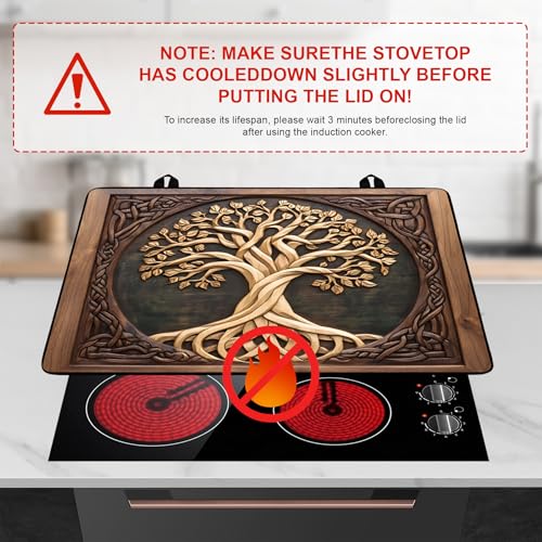 Image of Tree of Life Stove Top Cover Retro Flower Gas Stove Top Cover for Home Decoration Kitchen Pad Non-Stick Washable Cooktop Covers Countertop Protector Keep Stove Clean 28 inchx20 inch