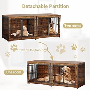 Rovibek 86 Corner Dog Crate Furniture Double Dog Kennel Furniture for 2 Large Dogs Stackable Dog Crates Furniture with Removable Divider 3 Doors