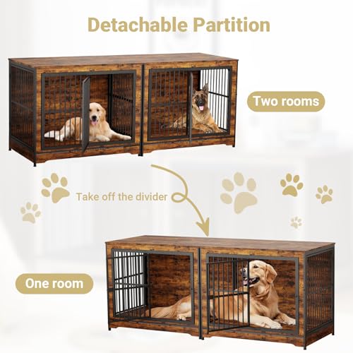 Rovibek-86-Corner-Dog-Crate-Furniture-Double-Dog-Kennel-Furniture-for-2-Large-Dogs-Stackable-Dog-Crates-Furniture-with-Removable-Divider-3-Doors Rovibek 86 Corner Dog Crate Furniture Double Dog Kennel Furniture for 2 Large Dogs Stackable Dog Crates Furniture with Removable Divider 3 Doors