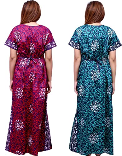 Image of Feeding Nighty in Fine Cotton 2 Side Zips for Feeding Purpose & Neck Buttons for Easy Wearing Soft Cotton Maternity Nighty for Women Feeding Combo Feeding Nighty for Women Cotton Combo of 2Pcs