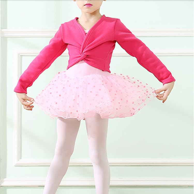 Girls Warm Ballet Wrap Tops Kids Long Sleeve Dance Top Sweater （Velvet Inner）4