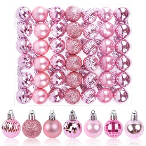 42 Stück Weihnachtskugeln Rosa, 3CM Christbaumkugeln Kunststoff...