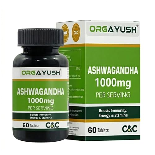 Image of Organic Ashwagandha 1000mg Tablets - Energy, Strength & Stamina Support Supplement, Stress Support & Sleep Wellness Formula with Himalayan Ashwagandha (Pack of 3)