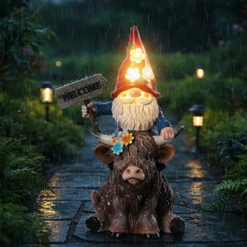 Statue solaire vache des Highlands : le cadeau idéal imperméable pour décoration extérieure - 5