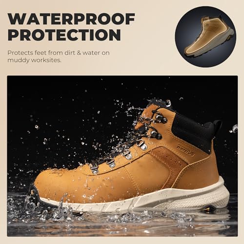 Image of NORTIV 8 Composite Toe Boots for Men Work Boots Anti-Fatigue Waterproof Lightweight Non-Slip ASTM F2412-24 for Warehouse Construction DriftShield-nano