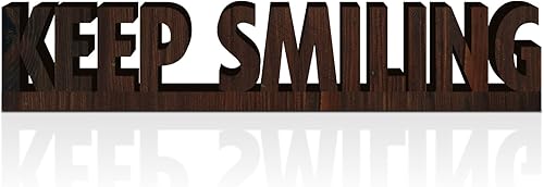 Miniatura 1 de Letrero de escritorio con frase inspiradora, regalo para colegas, amigos, compañeros de clase, Keep Smiling"Phrase Cut Out Letrero para mesa de sala