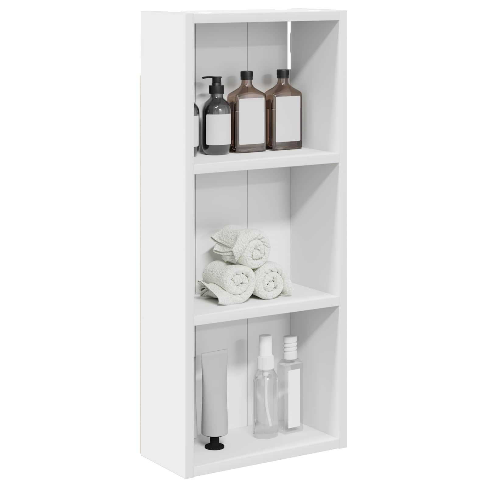 Armoire Murale de Salle de Bain Blanche en Bois d ingénierie 30 x 14 x 70 cm, Meuble lavabo avec 2 étagères pour Rangement Mural et pièces humides