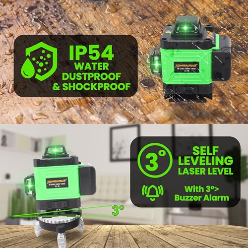 Image of TOMAHAWK BMT-1666 16 Lines Green Laser Level Pro, 4x360 4D Green Cross Line Professional Laser for Construction, Two 360 Vertical /Horizontal Level Pulse Mode | 1 Mtr Tripod |