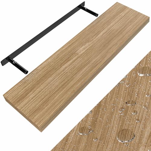 Casaria® Étagère Murale Flottante chêne 90 cm MDF Robuste Effet Flottant Support de Fixation...