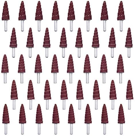 40Pcs Cone Shape Abrasive Sandpaper 1/4 Inch Shank Flap Wheels, 80/120/180/240/320 Grits Aluminum Oxide for Removing Rust, Deburring, Polishin