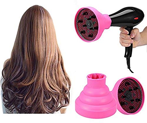 Diffuseur Cheveux Silicone - Diffuseur de Sèche-Cheveux Pliable Universel Portable Accessoire de séchoir Rose 5Couleurs (Couleur : Rose)