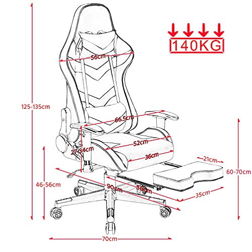 Yaheetech Sedia da Gaming Ergonomica Lombare con