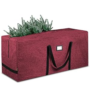 BALEINE 9 ft Christmas Tree Storage Bag, Heavy Duty 900D Oxford Fabric with Reinforced Handles and Dual Zippers Wide Opening, Extra Large Storage Container for Trees and Decorations (Red)