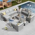 CAODOC 12 Pieces Outdoor Patio Furniture Set Sectional Sofa Sets Gray PE Rattan Patio Conversation Set w/Dark Gray Seat Cushions and 2 Coffee Tables