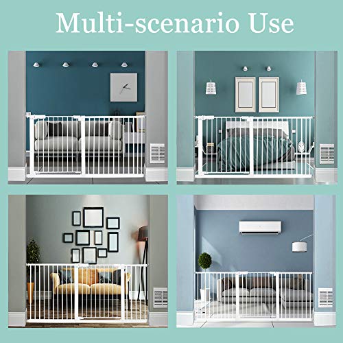 Waowao Narrow Doorway Baby Gate Auto Close Easy Walk Through Pressure Mount White Metal Child Dog Pet Safety Gates Stairs,Doorways,Kitchen And Living Room 24.02-81.50 In (White, 57.87"-61.81") #TOP5