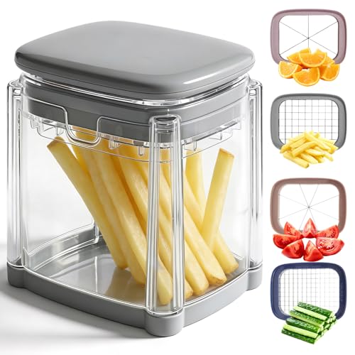 4-In-1 French Fry Cutter for Potatoes, Apple Slicer, Chopper Vegetable Cutter - Dicer Chopper for...