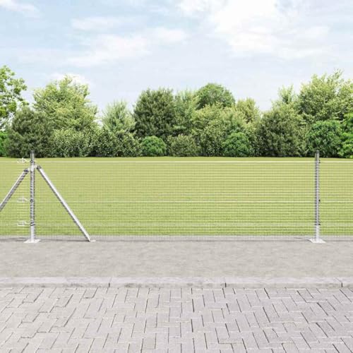 Valla de mimbre con postes plateados, 0,4 x 50 m, acero para jardín, casa, patio