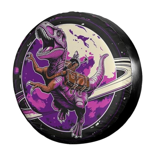Image of Dujiea Astronaut Riding A Dinosaur Spare Tire Cover, Universal Wheel Tire Cover Waterproof Dust-Proof Tire Protectors for Trailer Rv SUV Truck Camper and Many Vehicle 14 15 16 17 Inch