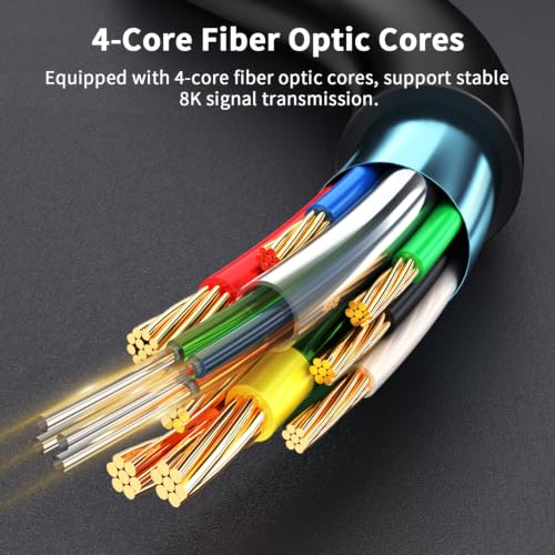 Image of 8k Fiber Optic Hdmi Cable 300ft Ultra High Speed HDMI 2.1 Cable 8K@60HZ 4K@120HZ 48Gbps Unidirectional HDMI Cord Support HDTV,Monitor Laptop,PS5,Xbox,HDCP 2.2&2.3,HDR10,eARC,3D,etc.