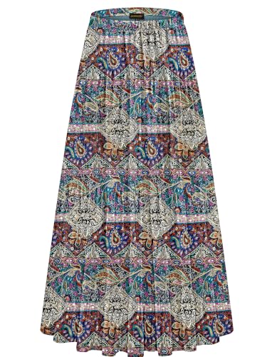 Image of NASHALYLY Women's Chiffon Elastic High Waist Pleated A-Line Maxi Skirts