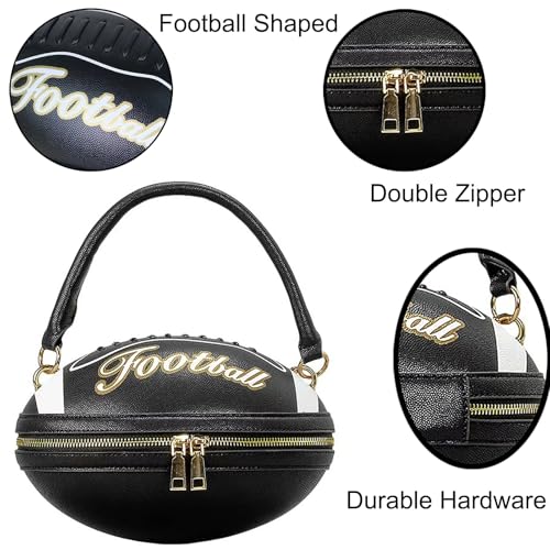 Image of Women Rhinestone Football Shaped Handbag Chain Crossbody Shoulder Bag Football Purse | Rugby, Unique, Novelty, Football