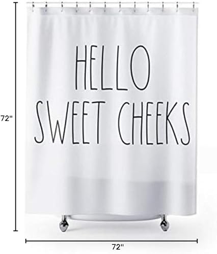 Miniatura 2 de Hello Sweet Cheeks - Cortina de ducha inspirada en Rae Dunn, cortina de baño con ganchos, 72 x 72 pulgadas