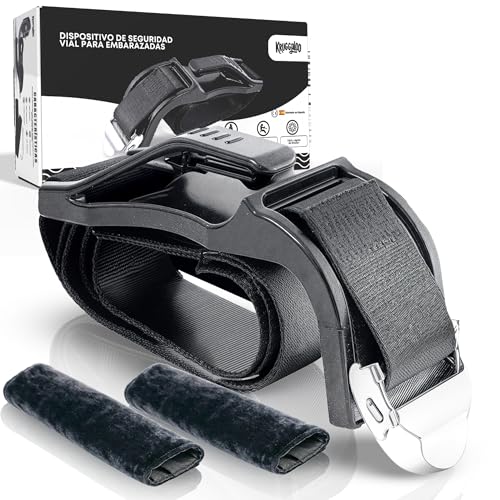 KRUGGALOO® Pack de Cinturon Embarazada Coche Homologado + 2 Almohadillas de cinturón embarazada coche | Accesorios Coche | Adaptador Cinturón | Embarazo | Cinturón embarazo | Seguridad bebe.