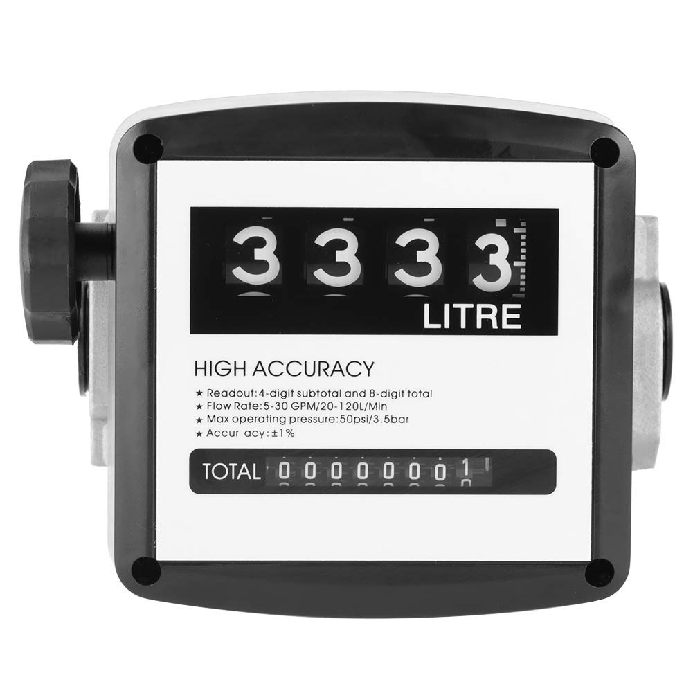 Fuel Flow Meter Digital High Accuracy Counter Gauge Mechanical Aluminum