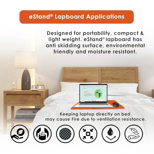Image of Engineered Wood Lap Board for Study | Home | Dining | Office | Laptop | Computer Desk | Reading & Writing | Multi-Purpose | Made in India | (MENDARIN, LB-12X23-MENDARIN)